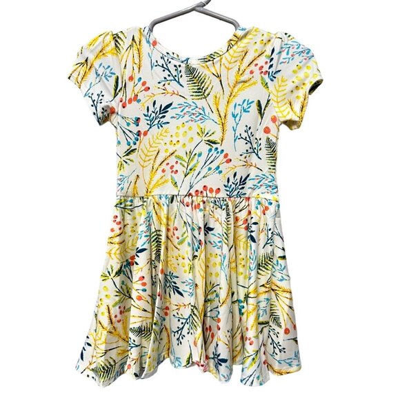 Dot Dot Smile Girls' White Yellow Green Cottage Core Sweet Floral Dress 12/24M - Picture 3 of 6